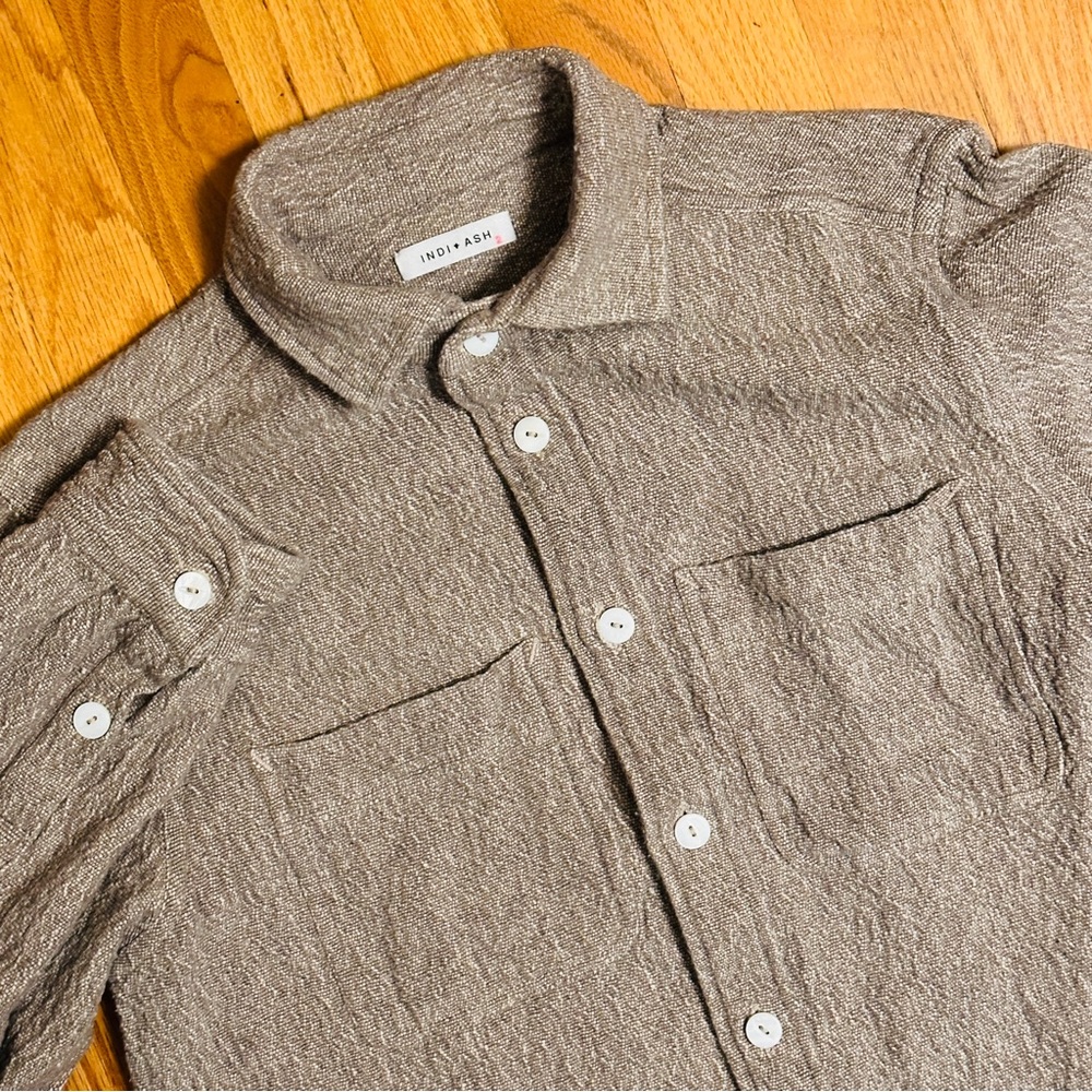 INDI + ASH Mens Small AMES WORKSHIRT iron gray denim Long Sleeve Button Up